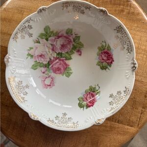Vintage Bavaria Floral Serving Bowl Accent Scalloped Rim 8”